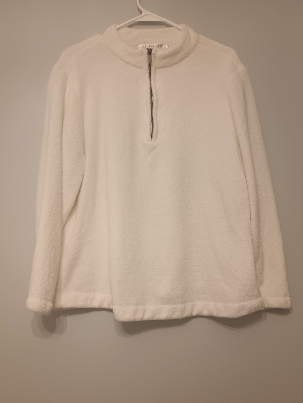 Lulu B Cozy White Quarter-Zip Sweater L